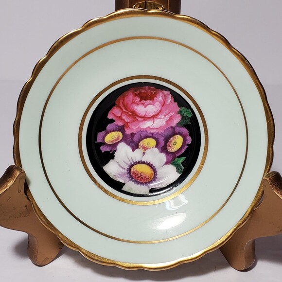 Paragon Small Teacup and Saucer Pink Purple White Flowers Vintage - Picture 9 of 12